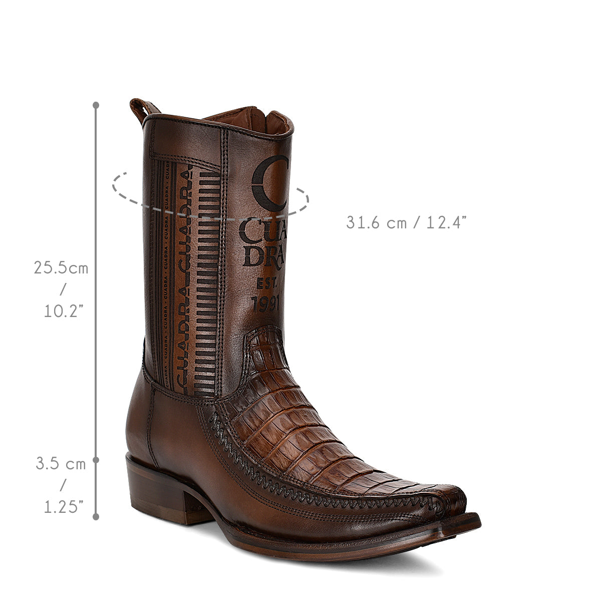 Cuadra Brown Caiman Laser & Woven Narrow Square Toe CU698