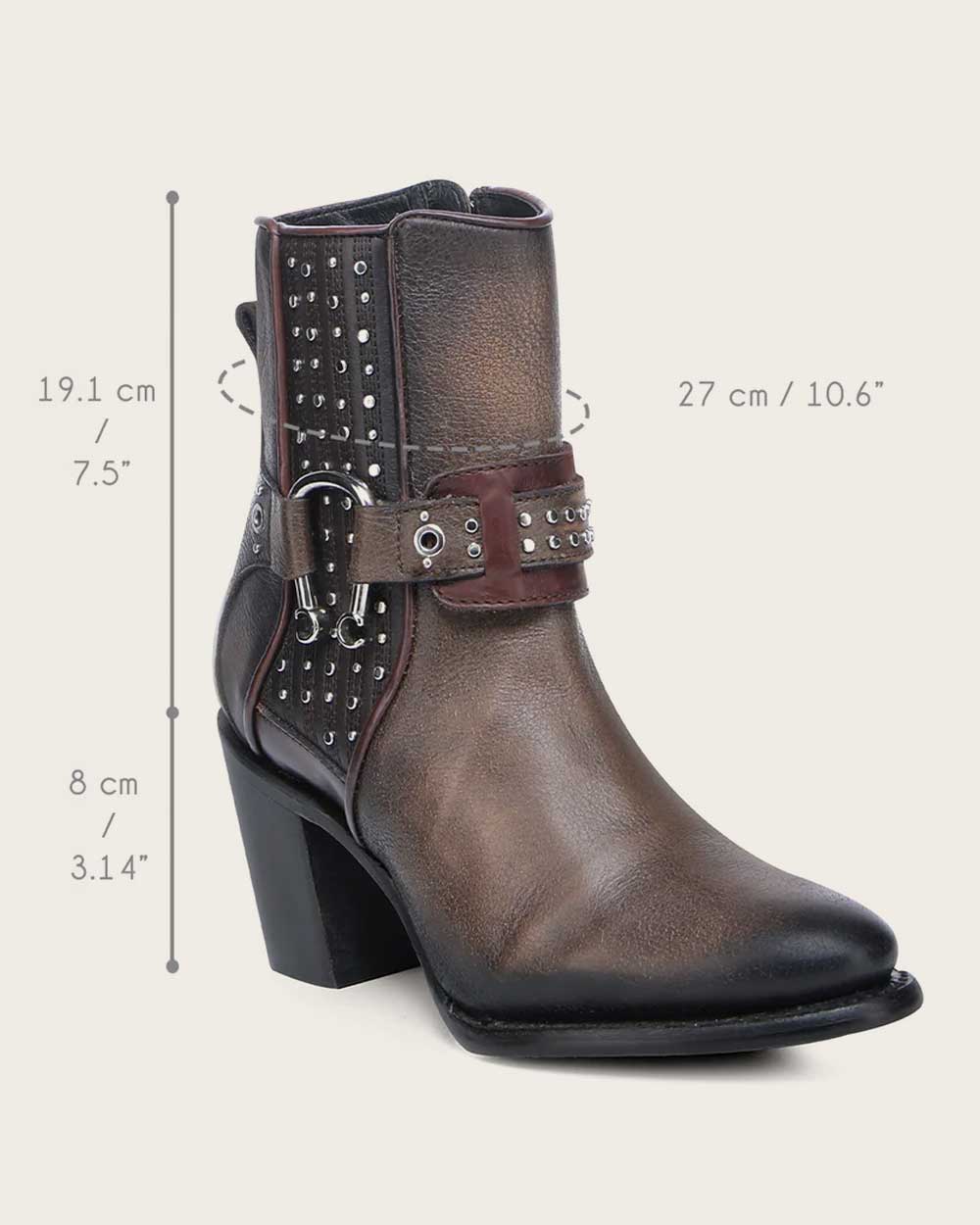 Cuadra Honey & Black Zipper & Harness & Studs CU966