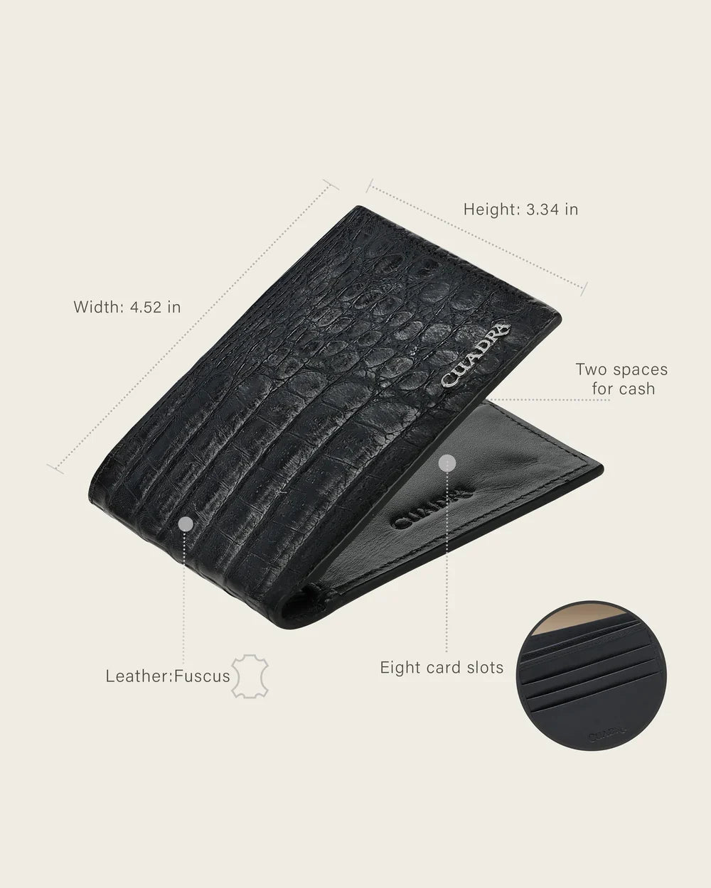 Cuadra Black Alligator Stitching Wallet DU772