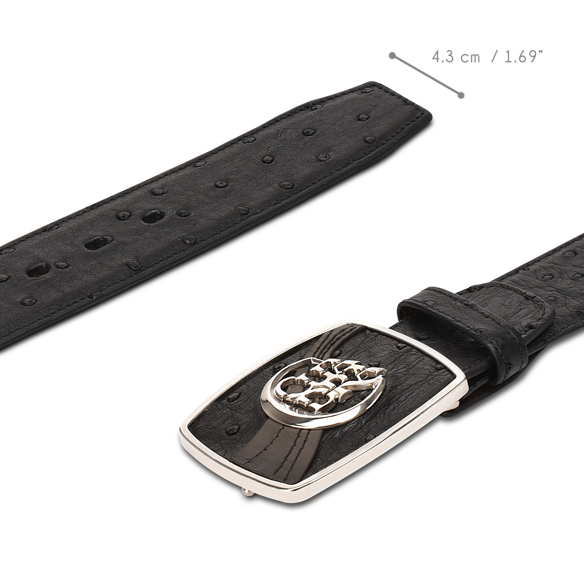 Cuadra Black Ostrich Belt BC306