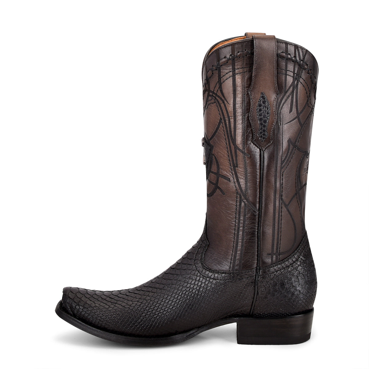 Cuadra Choco Python Laser & Embroidery Narrow SQ Toe CU607