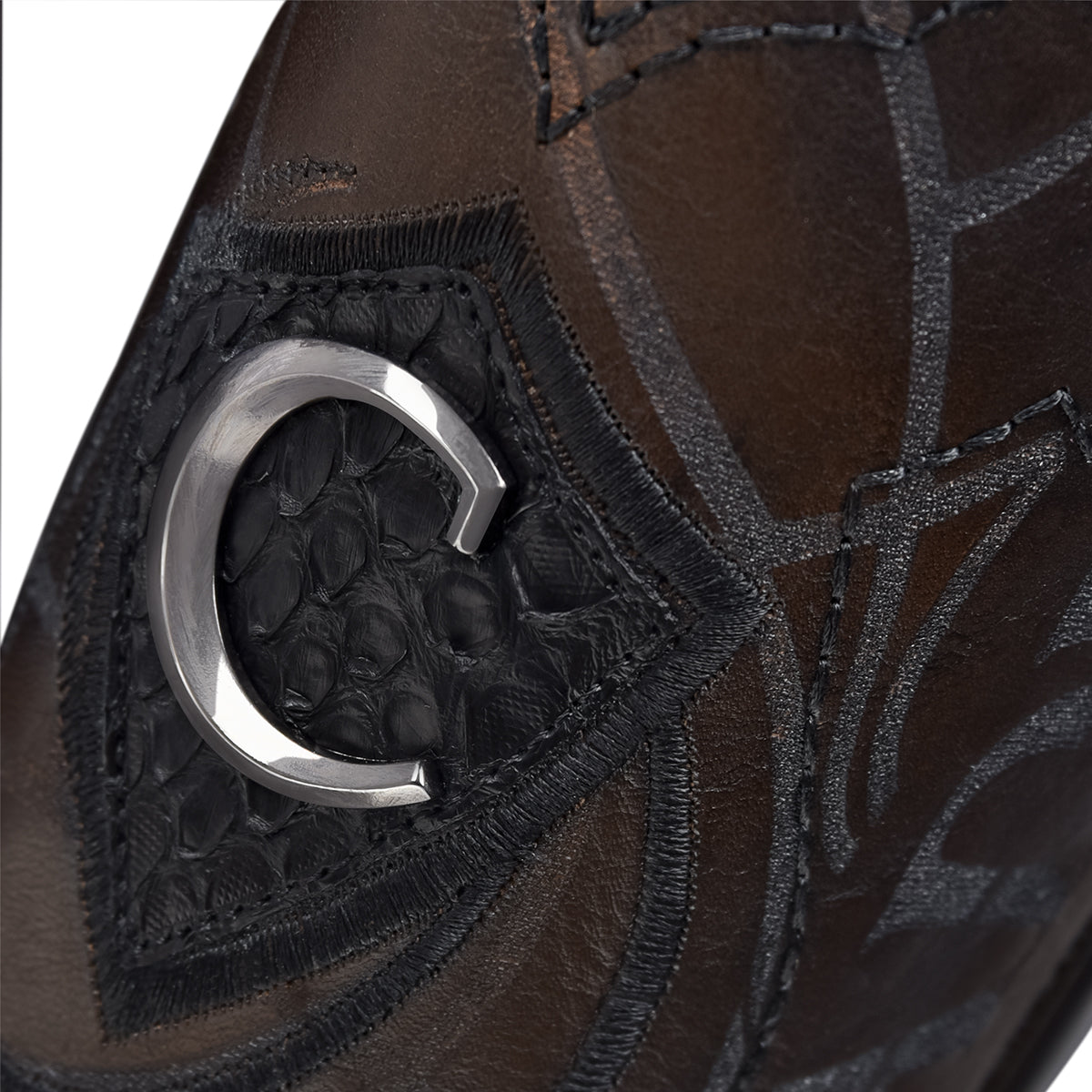 Cuadra Choco Python Laser & Embroidery Narrow SQ Toe CU607