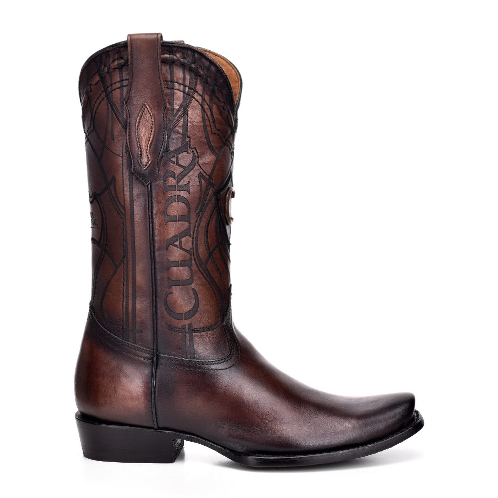 Cuadra Brown Laser & Embroidery Narrow SQ Toe CU347