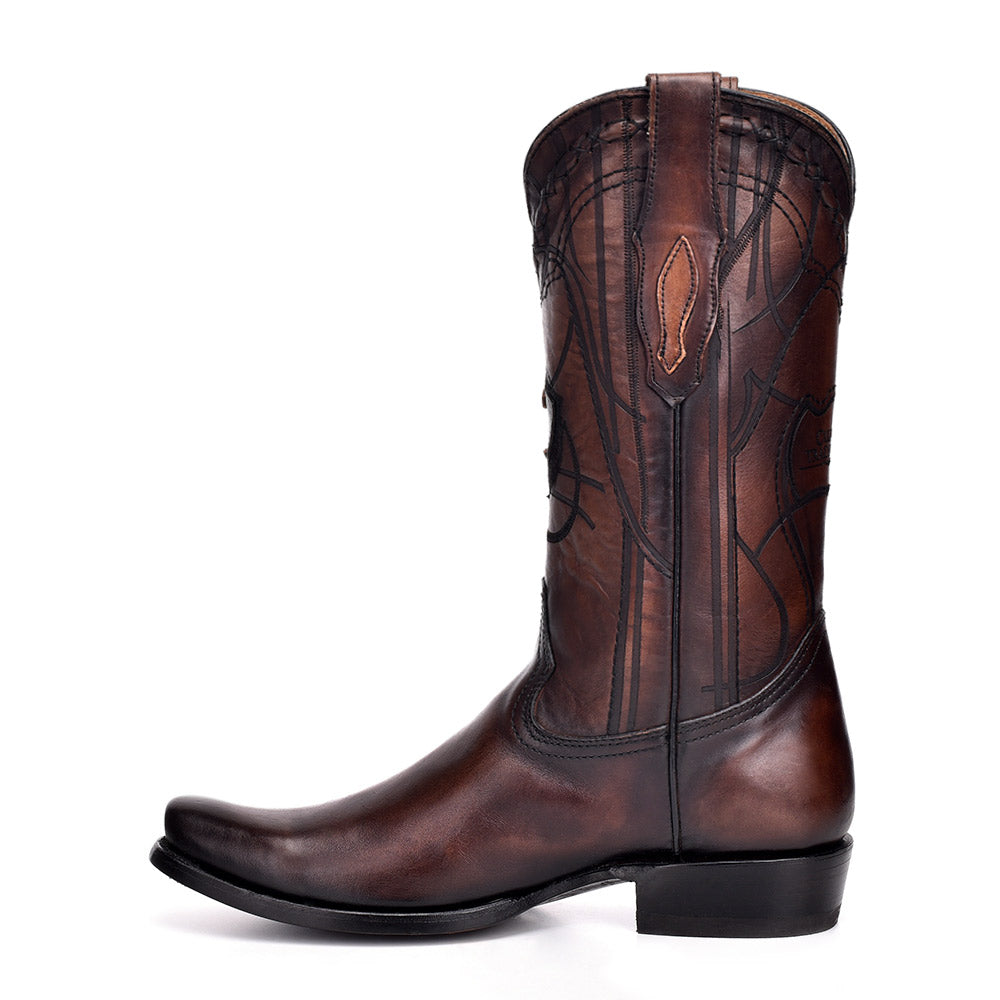 Cuadra Brown Laser & Embroidery Narrow SQ Toe CU347
