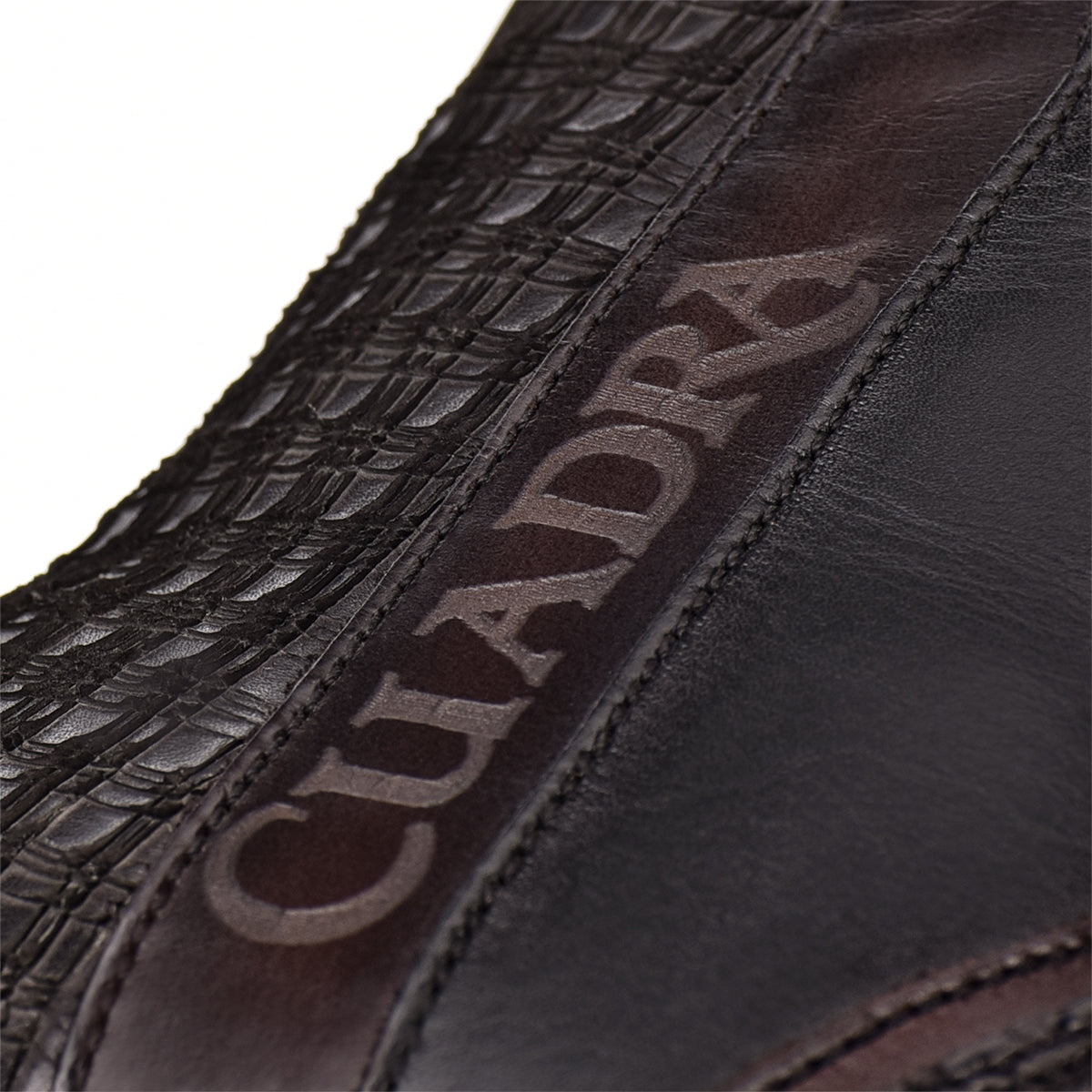 Cuadra Black Python Laser & Woven & Zipper Narrow SQ Toe CU557