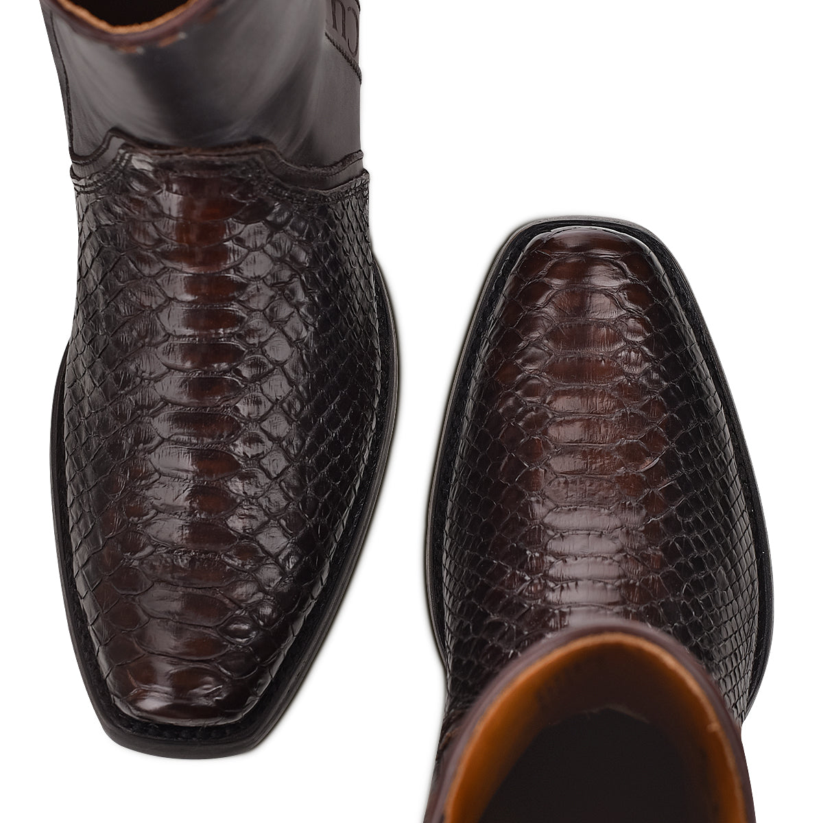 Cuadra Black Python Laser & Woven & Zipper Narrow SQ Toe CU557