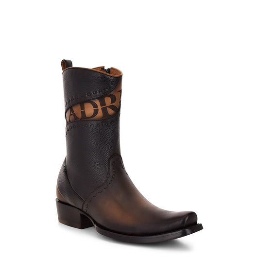 Cuadra Black Laser & Woven & Zipper Narrow SQ Toe CU559