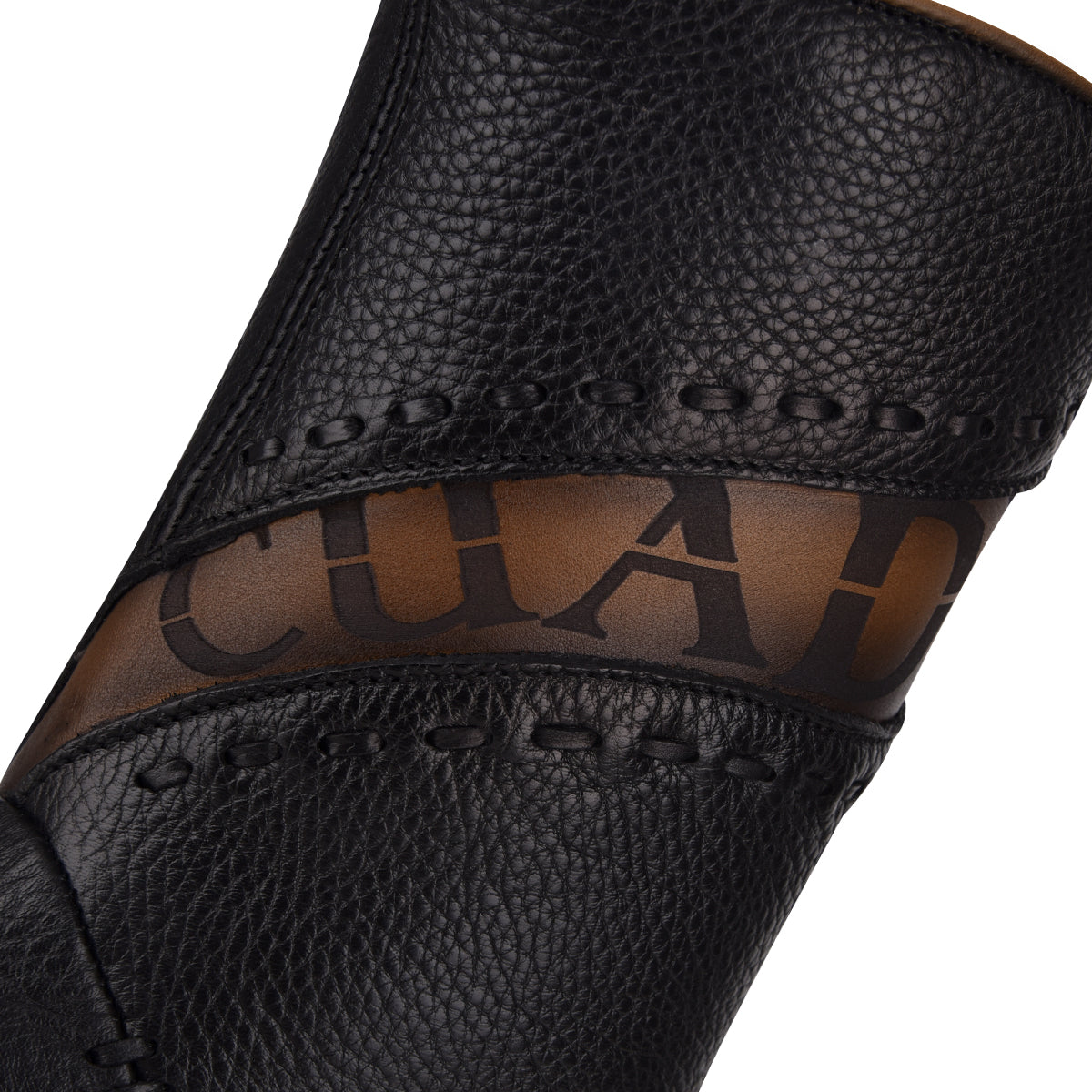 Cuadra Black Laser & Woven & Zipper Narrow SQ Toe CU559