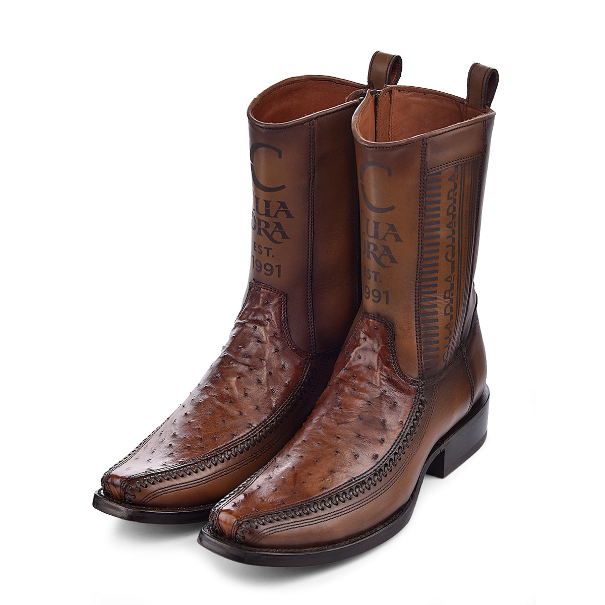 Cuadra Moroni Chestnut Ostrich Laser & Woven Narrow Square CU804
