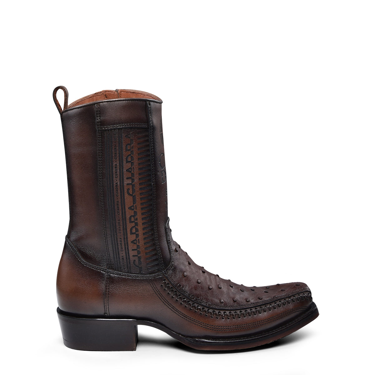 Cuadra Flame Chocolate Ostrich Laser & Woven Narrow Square Toe CU803