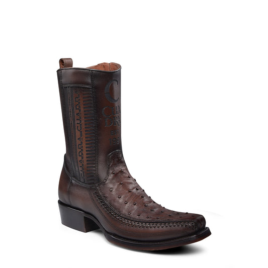 Cuadra Flame Chocolate Ostrich Laser & Woven Narrow Square Toe CU803