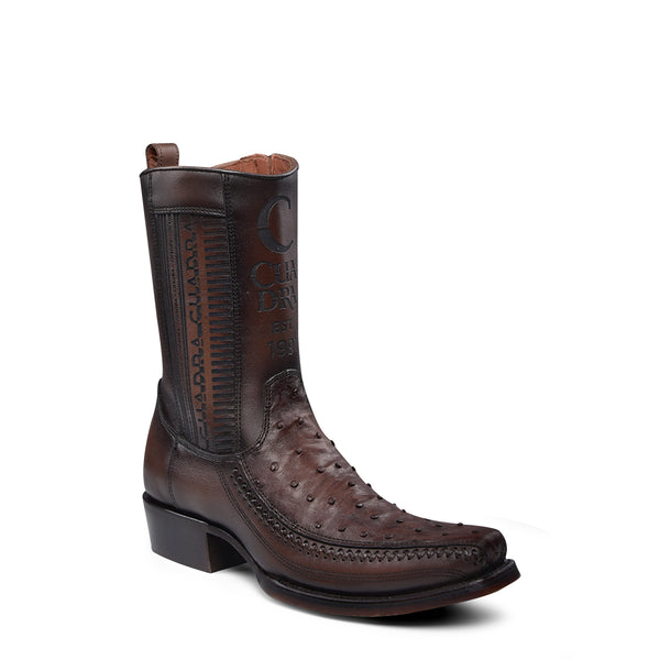 Cuadra Flame Chocolate Ostrich Laser & Woven Narrow Square Toe CU803