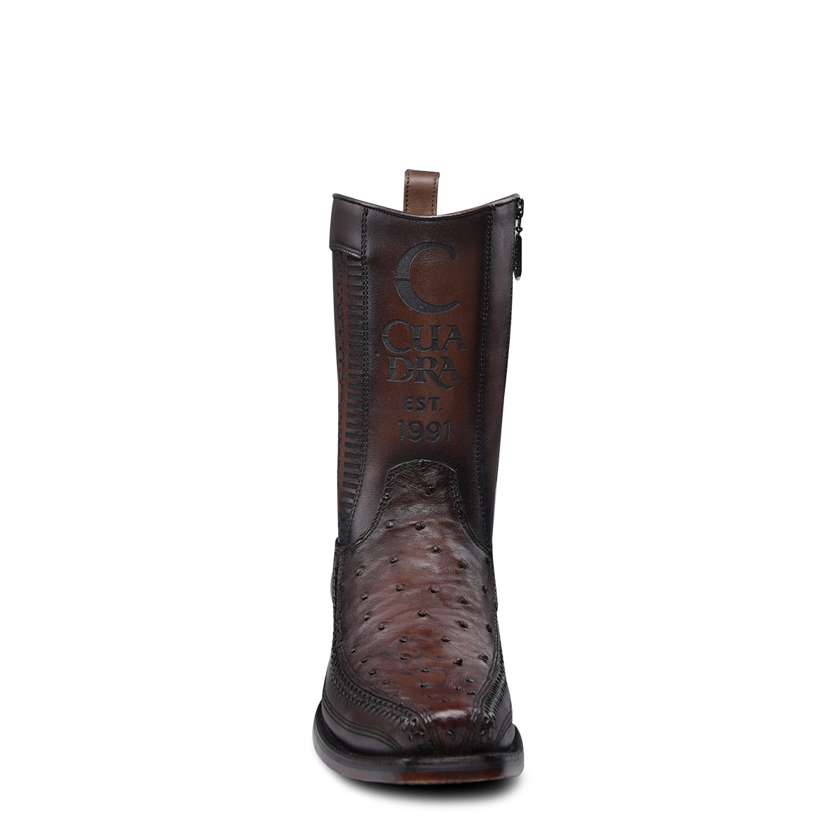Cuadra Flame Chocolate Ostrich Laser & Woven Narrow Square Toe CU803