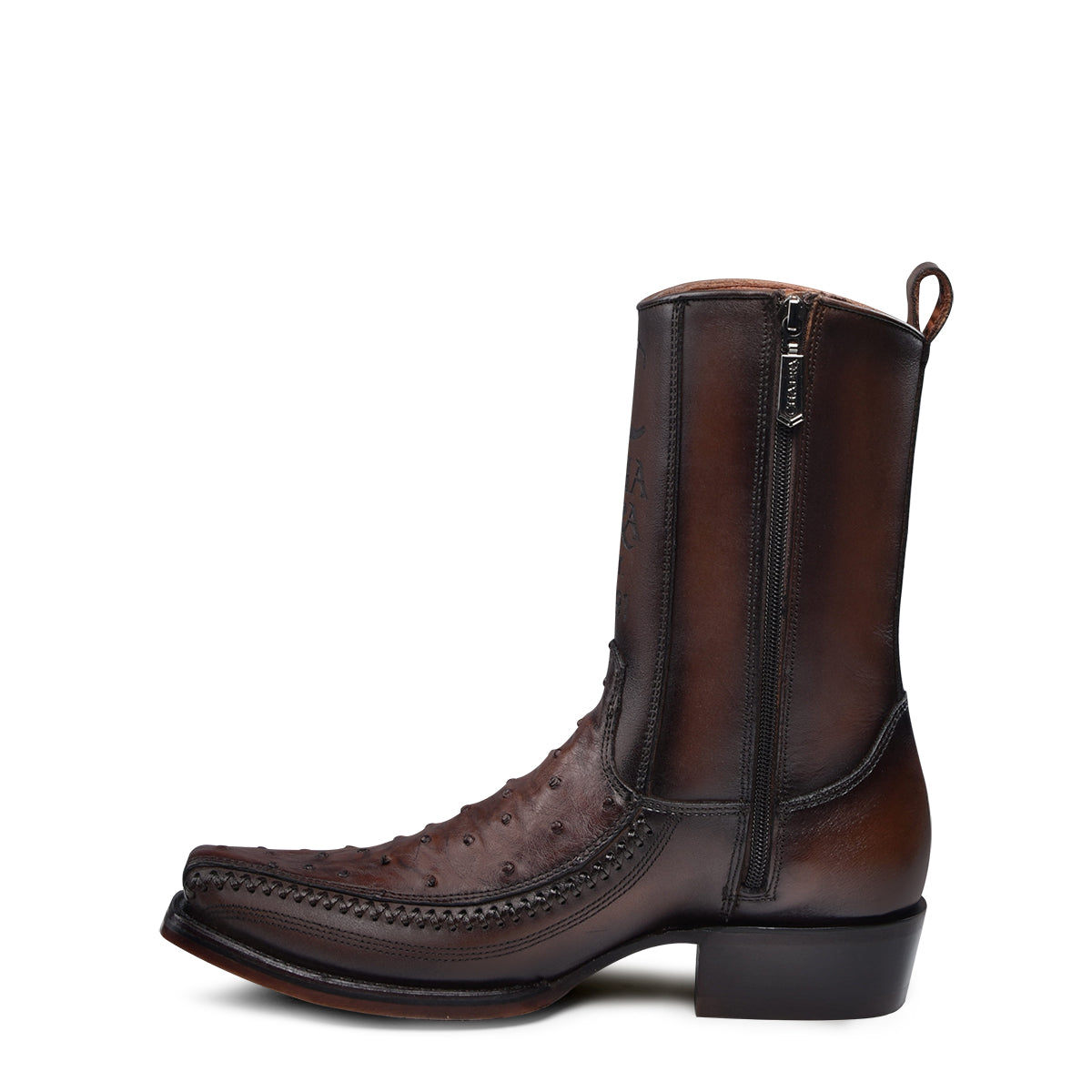 Cuadra Flame Chocolate Ostrich Laser & Woven Narrow Square Toe CU803