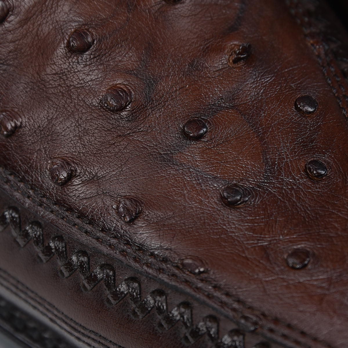 Cuadra Flame Chocolate Ostrich Laser & Woven Narrow Square Toe CU803