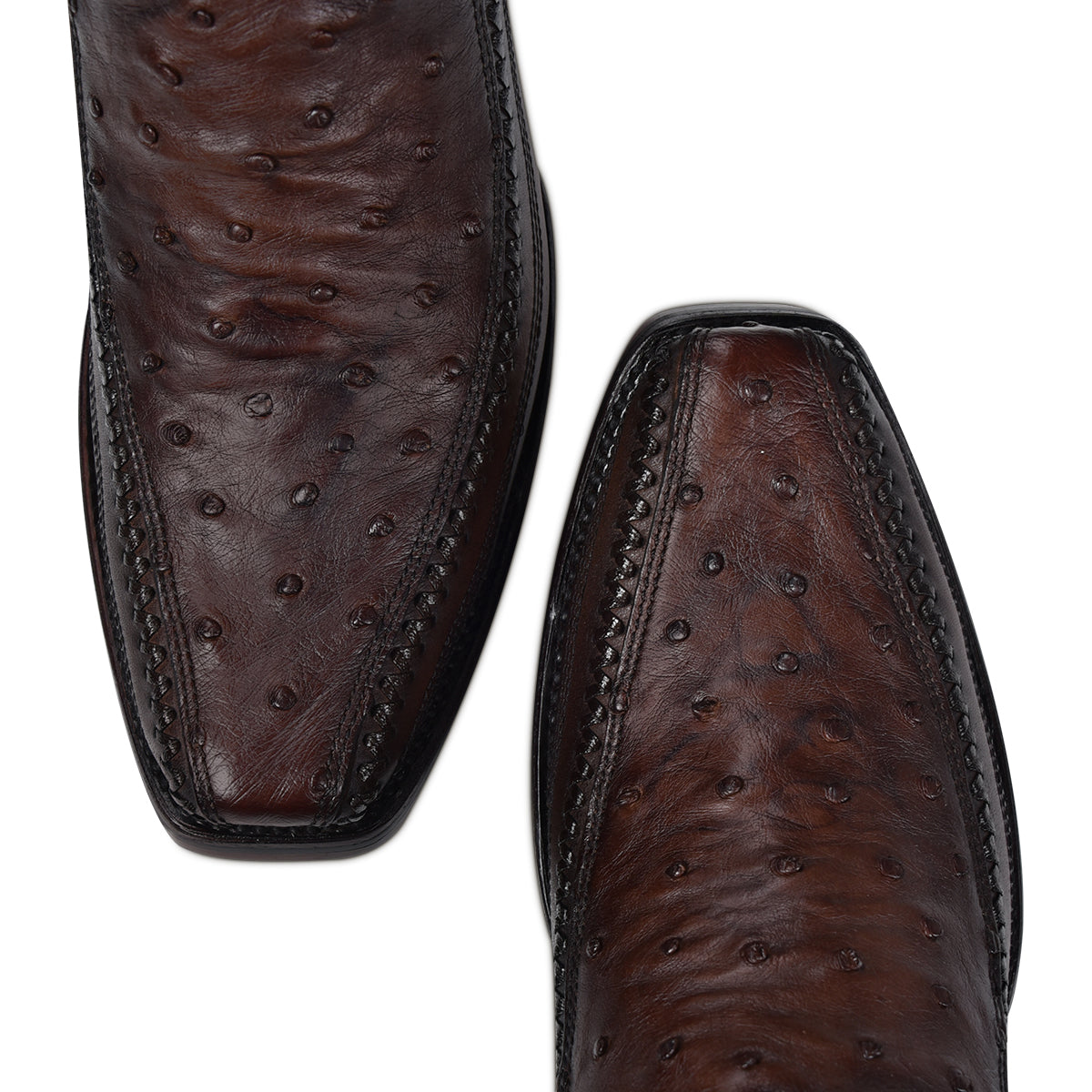 Cuadra Flame Chocolate Ostrich Laser & Woven Narrow Square Toe CU803