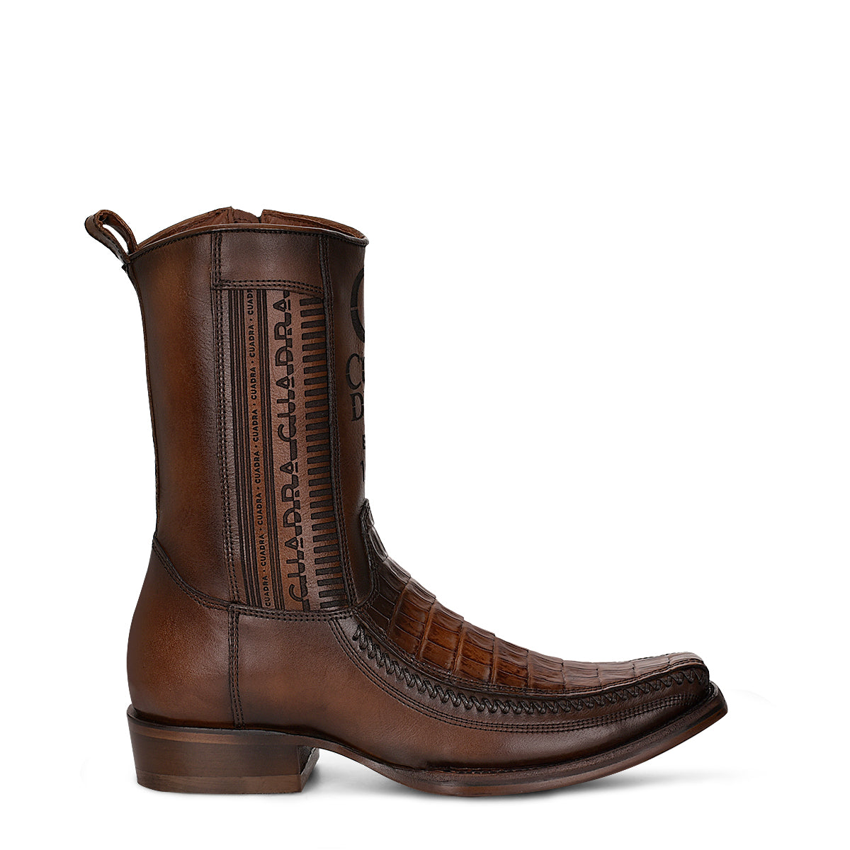 Cuadra Brown Caiman Laser & Woven Narrow Square Toe CU698