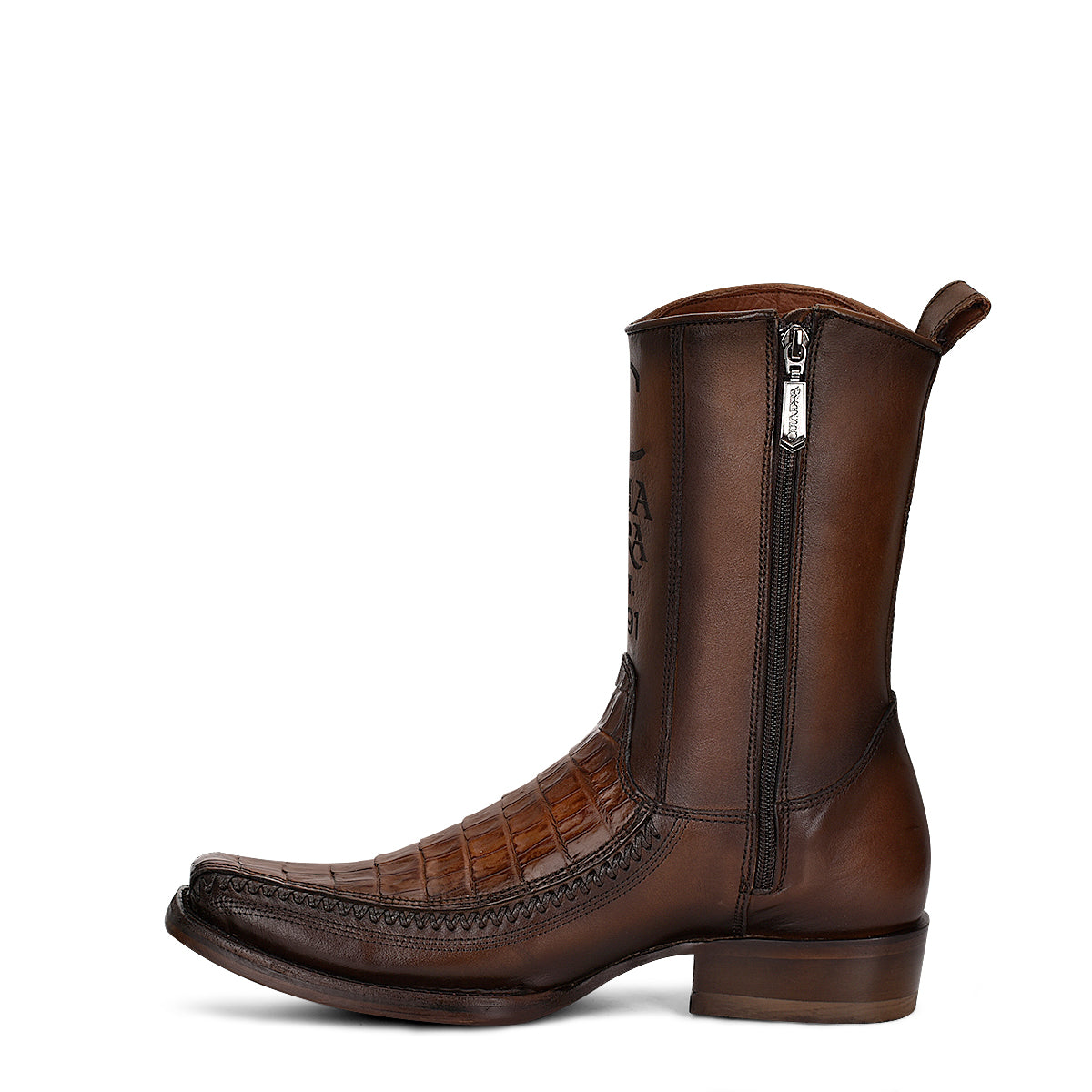 Cuadra Brown Caiman Laser & Woven Narrow Square Toe CU698