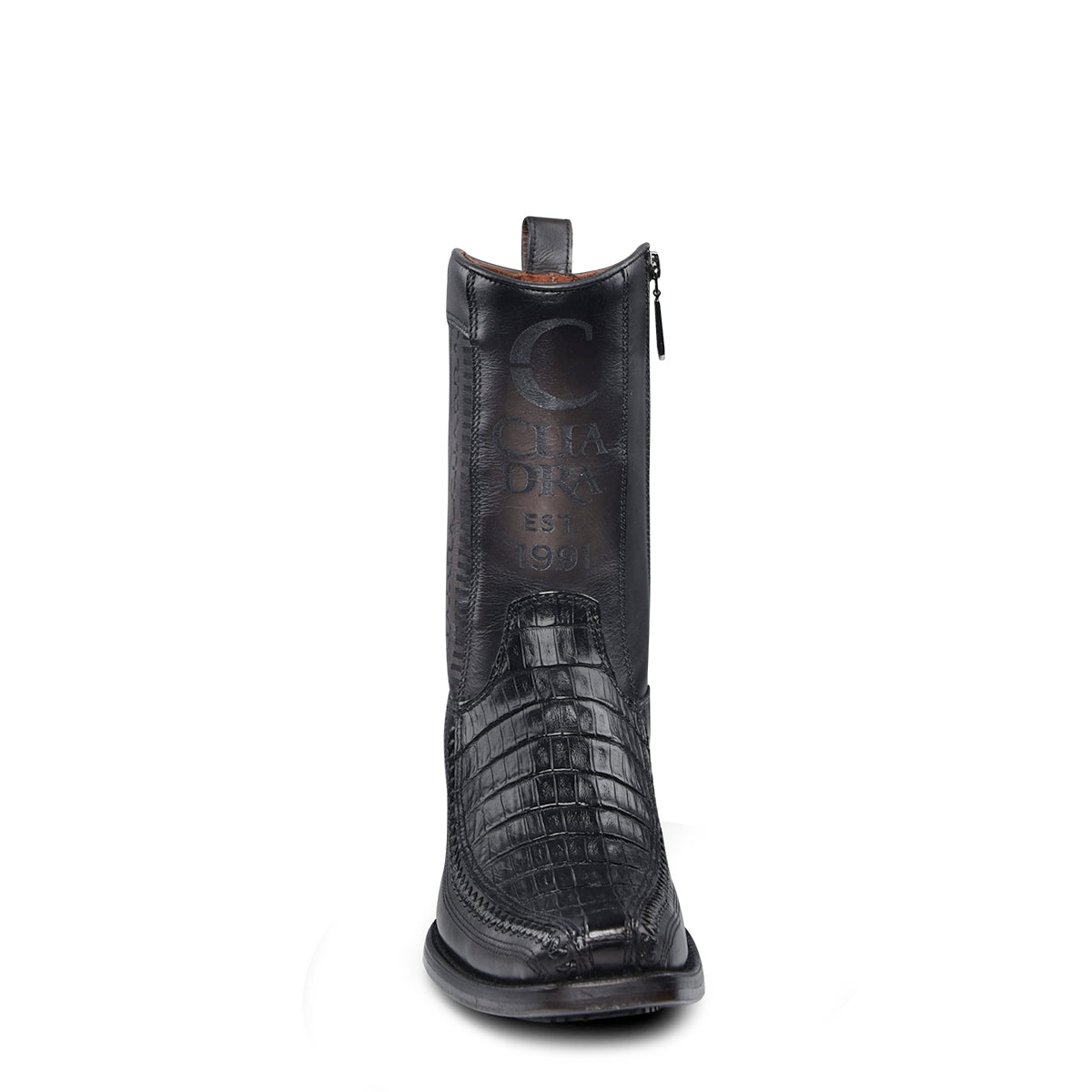 Cuadra Plunge Black Caiman Laser & Woven Narrow Square Toe CU805
