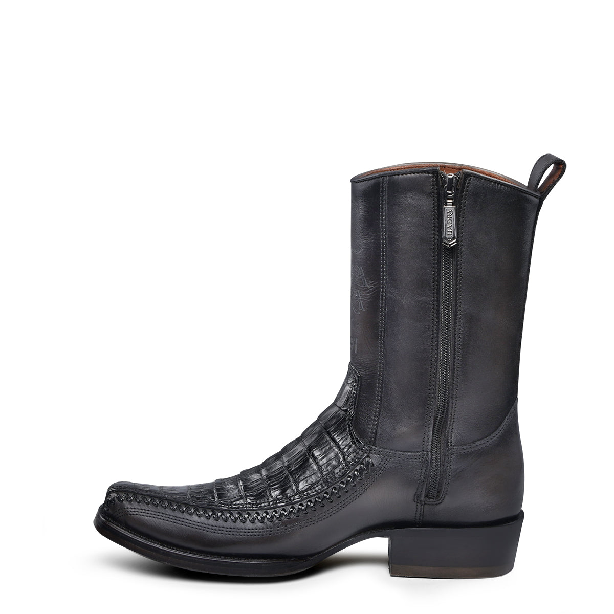 Cuadra Plunge Black Caiman Laser & Woven Narrow Square Toe CU805