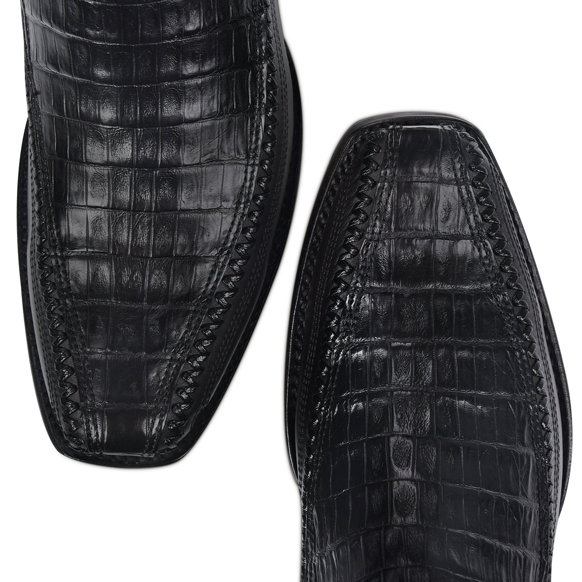 Cuadra Plunge Black Caiman Laser & Woven Narrow Square Toe CU805