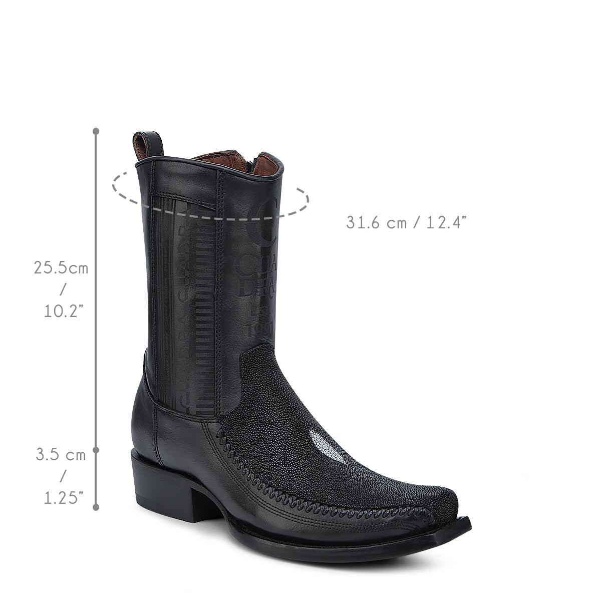 Black Stingray Laser & Woven Narrow Square Toe CU783