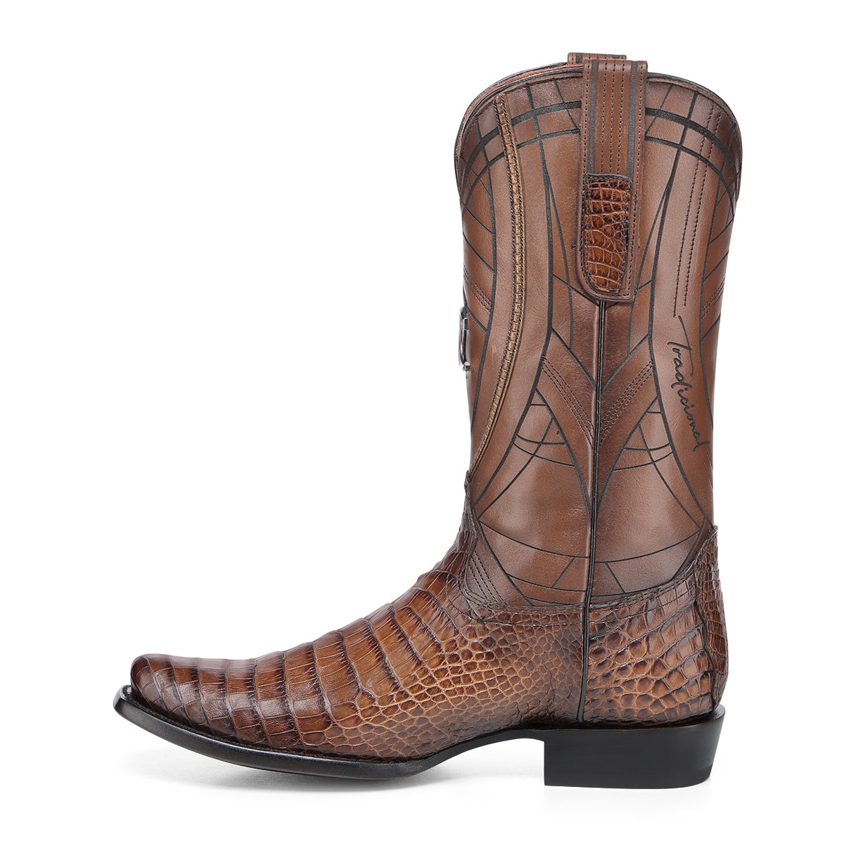 Cuadra Honey Alligator Laser & Embroidery Narrow SQ Toe CC270