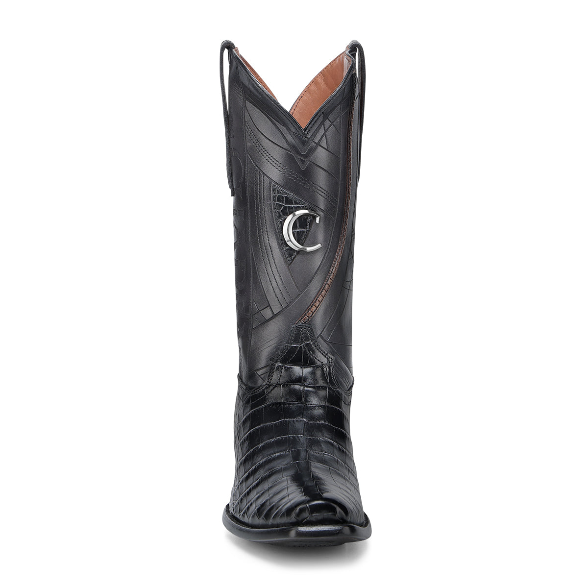 Cuadra Black Alligator Laser & Embroidery Narrow Square Toe CC269