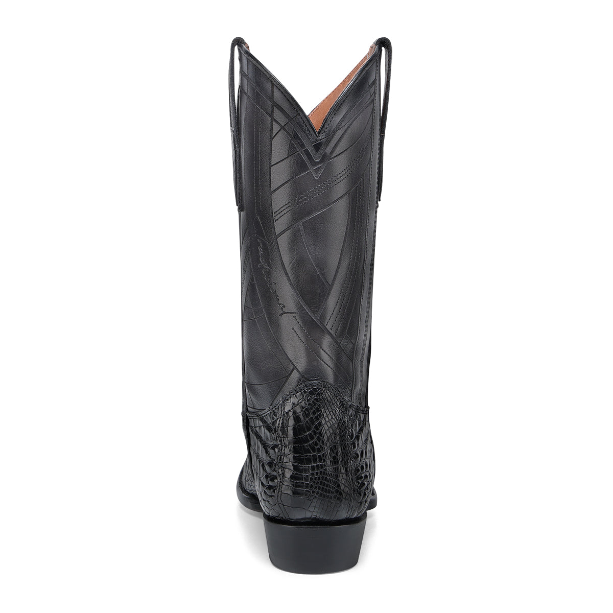 Cuadra Black Alligator Laser & Embroidery Narrow Square Toe CC269