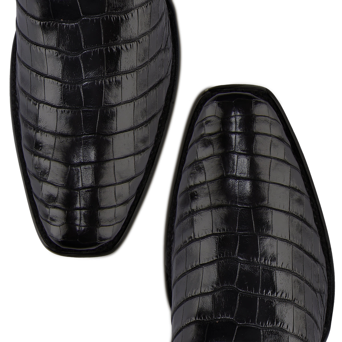 Cuadra Black Alligator Laser & Embroidery Narrow Square Toe CC269