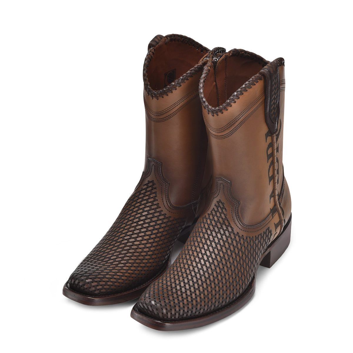 Cuadra Honey Laser & Woven & Zipper Narrow Square Toe CU817