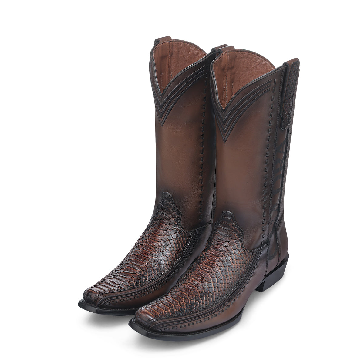 Cuadra Honey Python Embroidery & Laser & Woven Narrow Toe CU854