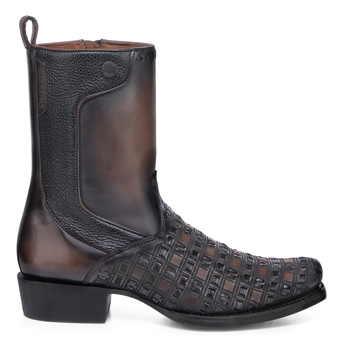 Chocolate & Black Laser & Woven & Zipper Narrow Toe CU940