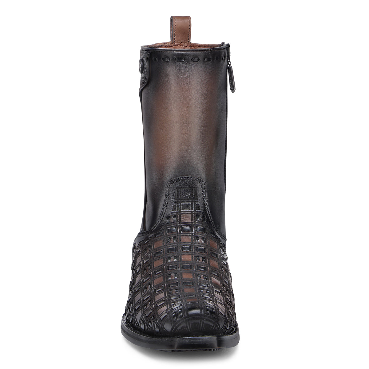 Chocolate & Black Laser & Woven & Zipper Narrow Toe CU940