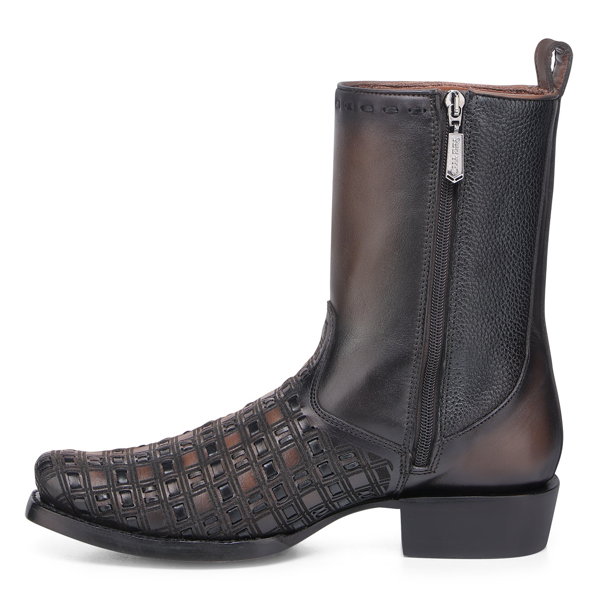Chocolate & Black Laser & Woven & Zipper Narrow Toe CU940