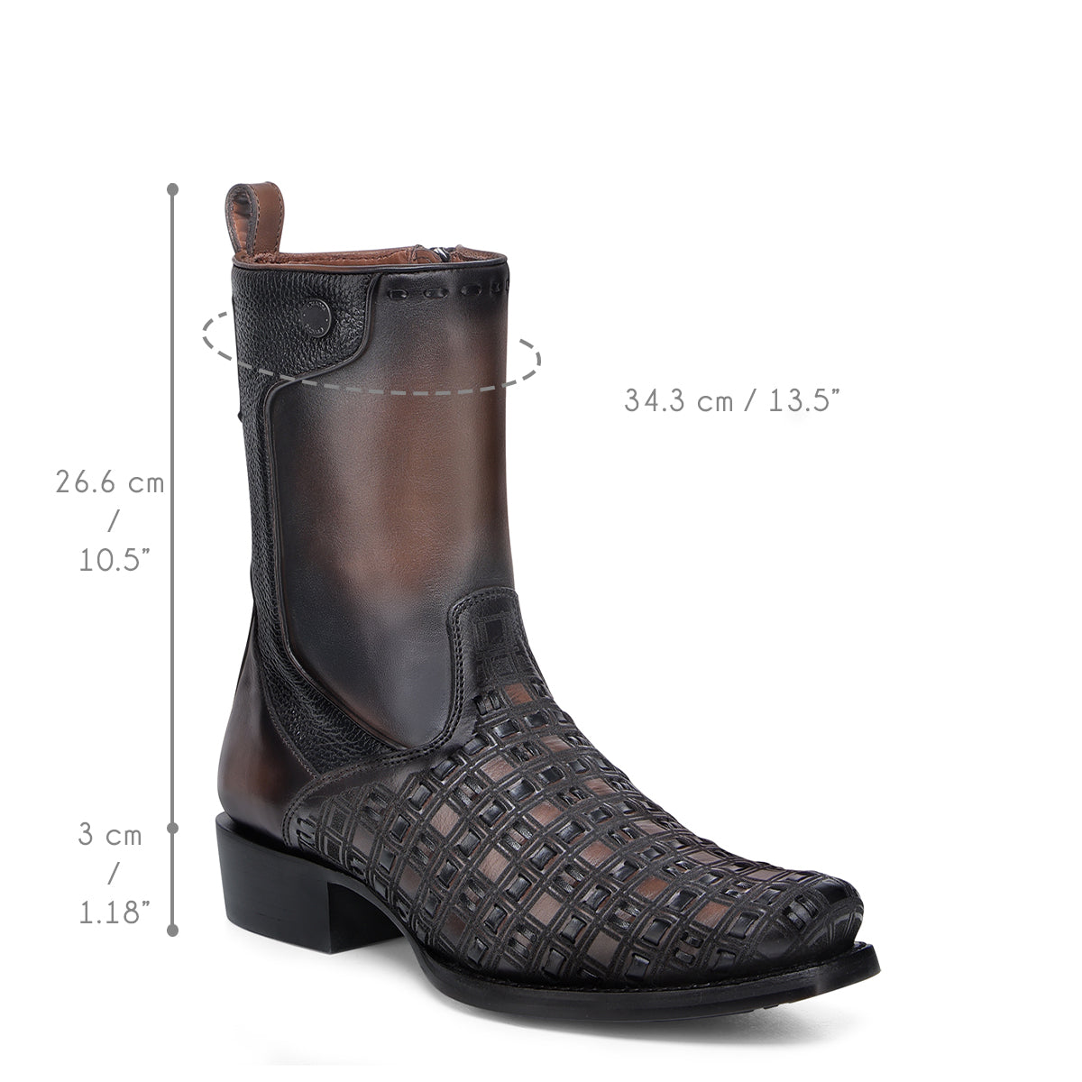 Chocolate & Black Laser & Woven & Zipper Narrow Toe CU940