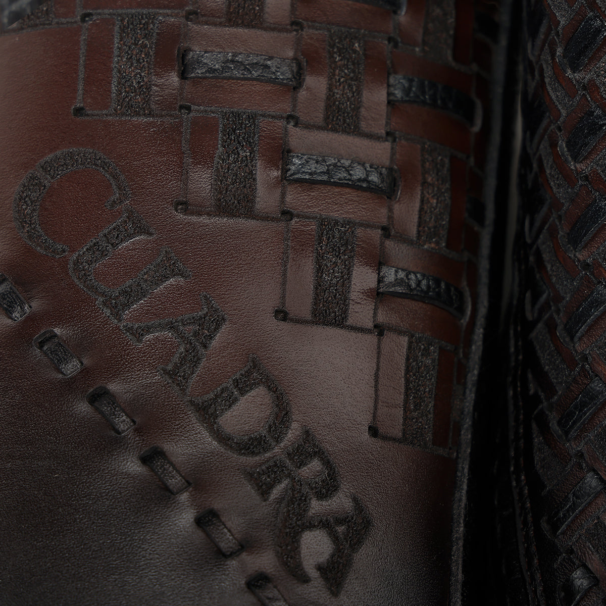 Cuadra Chocolate Laser & Woven & Zipper Narrow Square Toes CC293