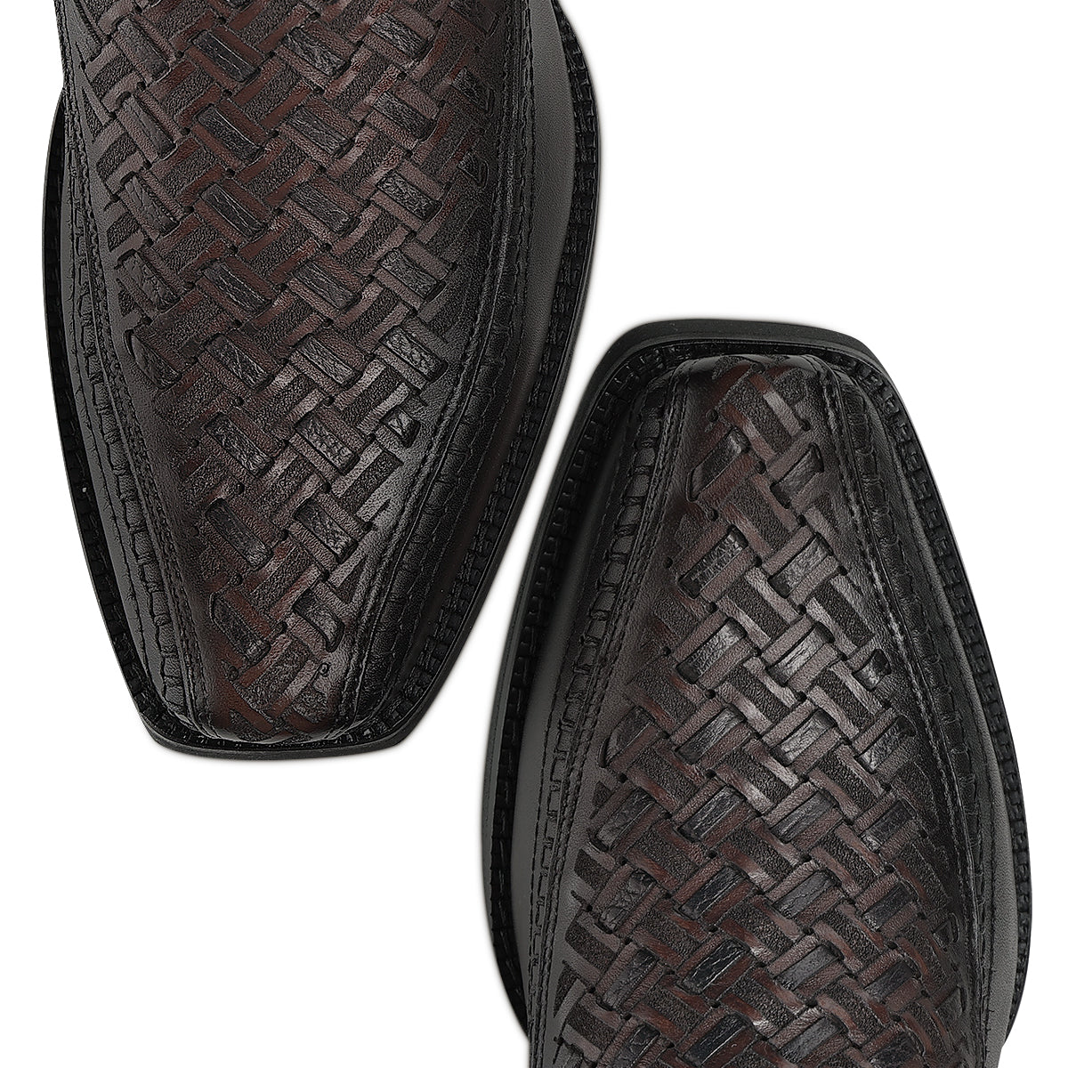 Cuadra Chocolate Laser & Woven & Zipper Narrow Square Toes CC293