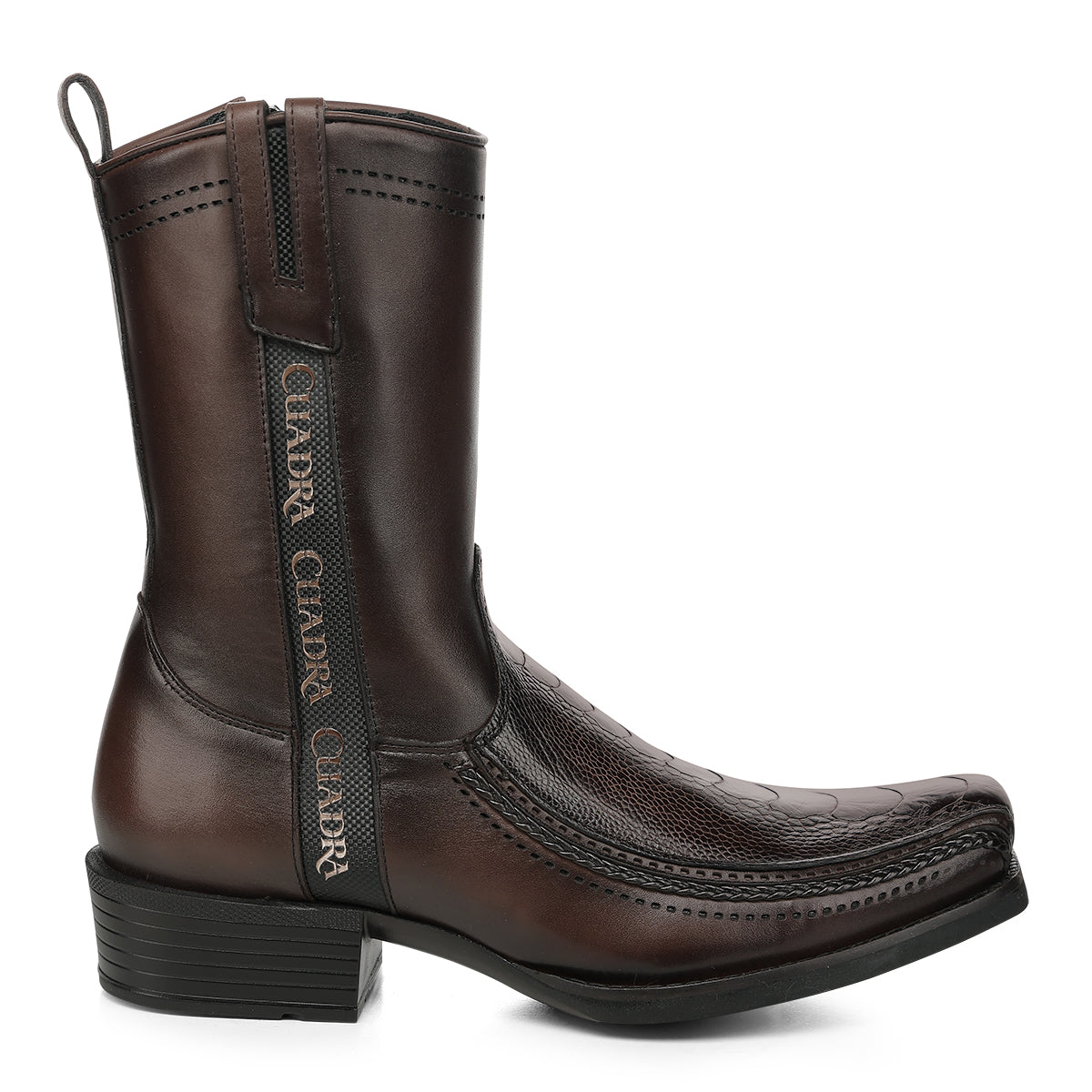 Brown Ostrich Leg Laser & Zipper Narrow Square CC346