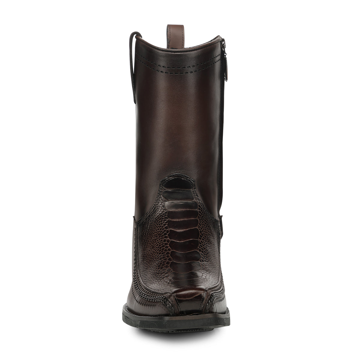 Brown Ostrich Leg Laser & Zipper Narrow Square CC346