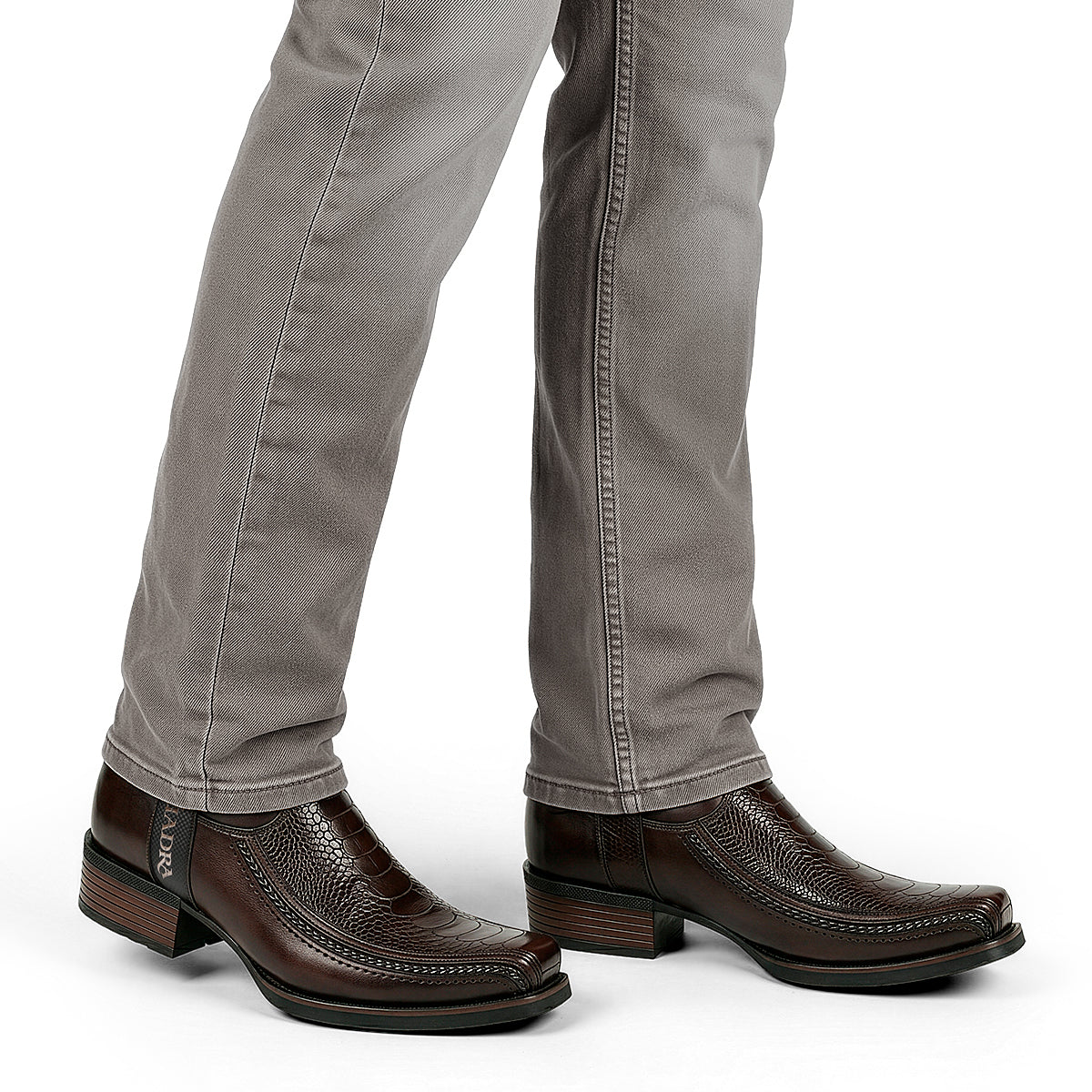 Brown Ostrich Leg Laser & Zipper Narrow Square CC346