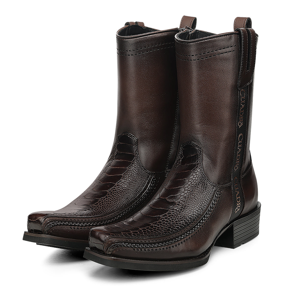 Brown Ostrich Leg Laser & Zipper Narrow Square CC346