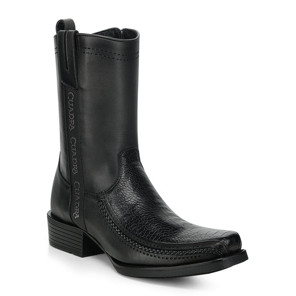 Black Ostrich Leg Laser & Zipper  Narrow  Square CC299