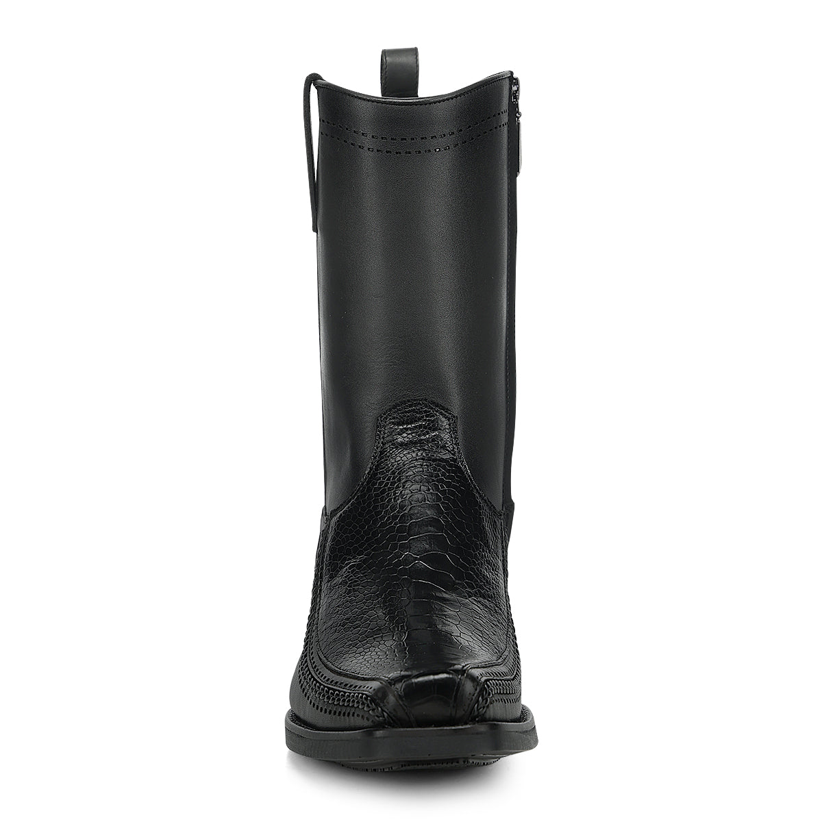 Black Ostrich Leg Laser & Zipper  Narrow  Square CC299