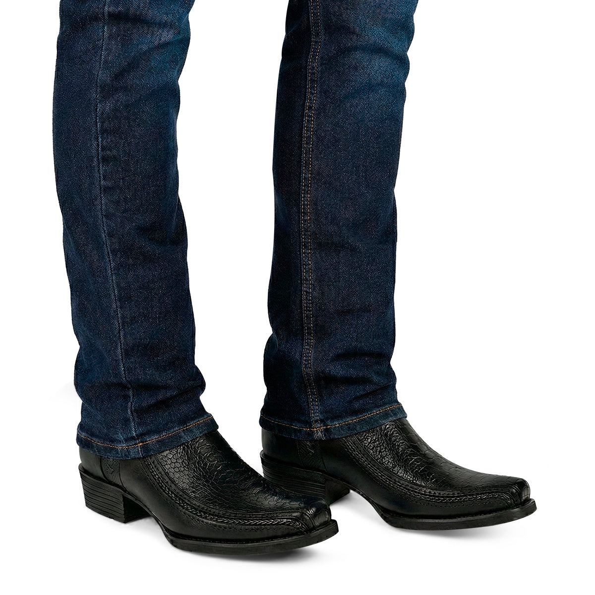 Black Ostrich Leg Laser & Zipper Narrow Square CC299 – El Relicario WW