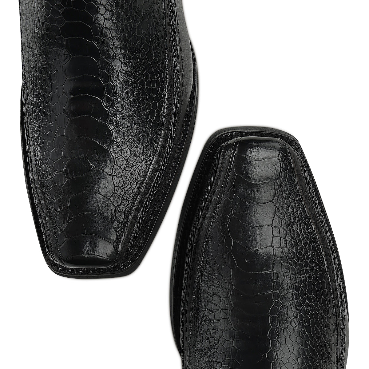 Black Ostrich Leg Laser & Zipper  Narrow  Square CC299
