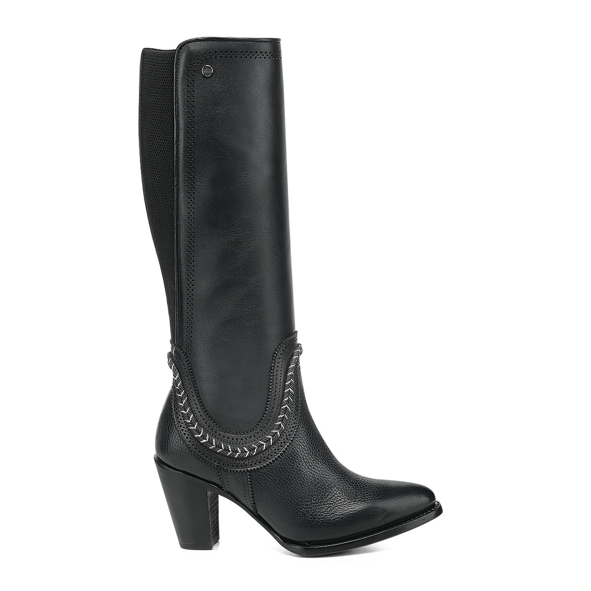 Cuadra Black Elastic & Laser & Zipper Round Toe CC322