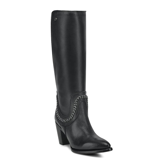 Cuadra Black Elastic & Laser & Zipper Round Toe CC322