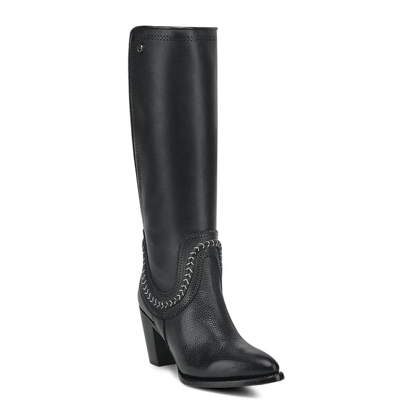 Cuadra Black Elastic & Laser & Zipper Round Toe CC322