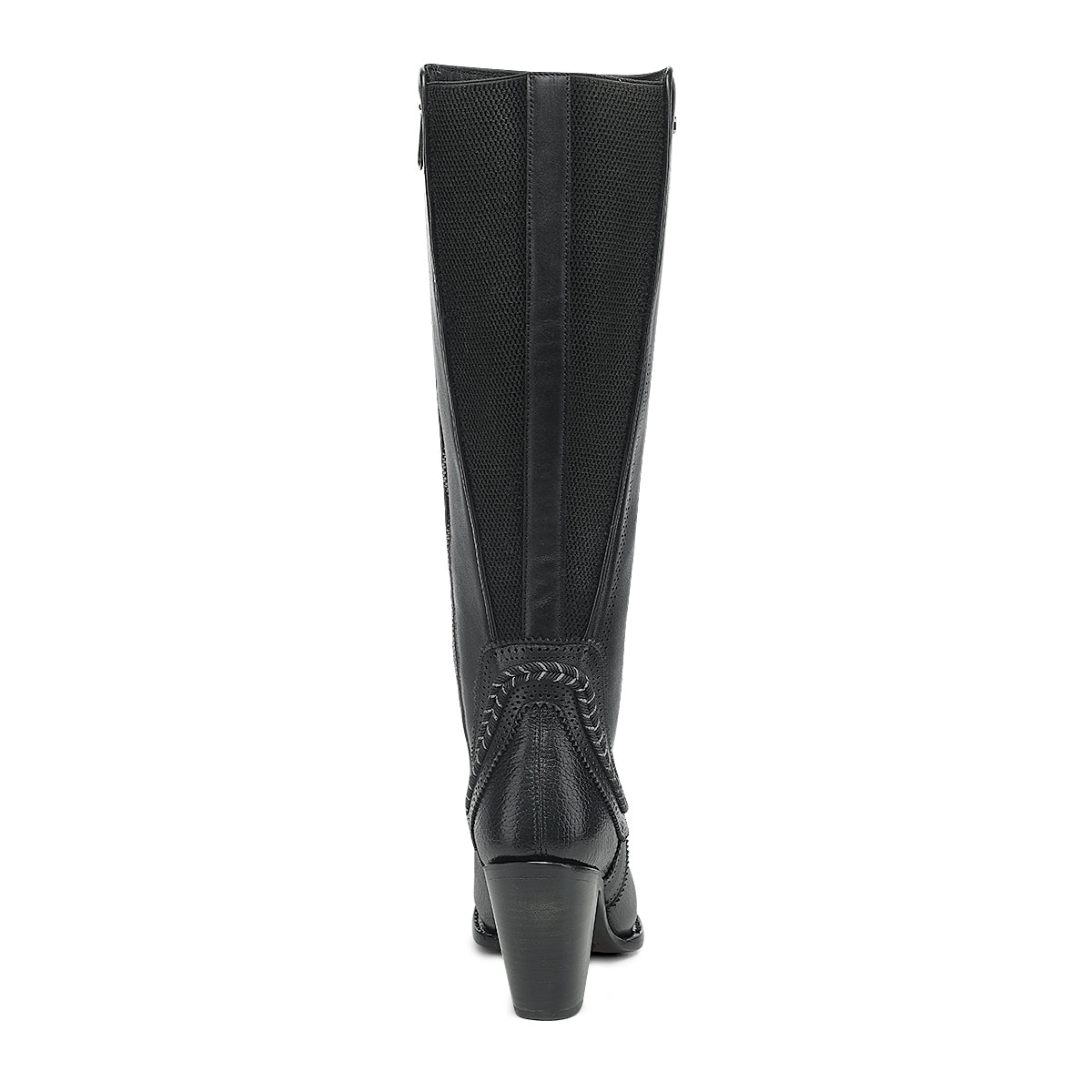 Cuadra Black Elastic & Laser & Zipper Round Toe CC322